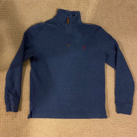Men’s Blue Polo Quarter Zip - Picture 3 of 6